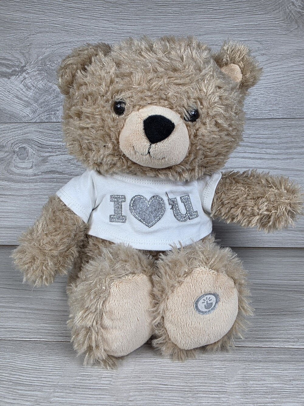 Hallmark Plush Tan Curly Teddy Bear w I Love U Shirt SU31